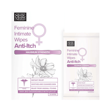 SheNeed Anti-Itch Feminine Intimate Wipe (10 Each) Pack