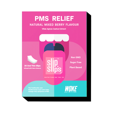 Slip Slip's PMS Relief Oral Strips Supports Periods Cramps And Soothes Migraine Natural Mixed Berry