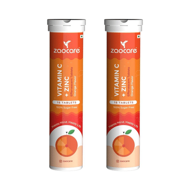 Zaocare Vitamin C + Zinc Effervescent Tablet (15 Each) Orange