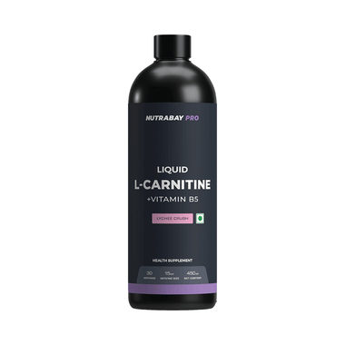 Nutrabay L-Carnitine +Vitamin B5 For Fat Loss & Faster Recovery | Flavour Liquid Lychee Crush