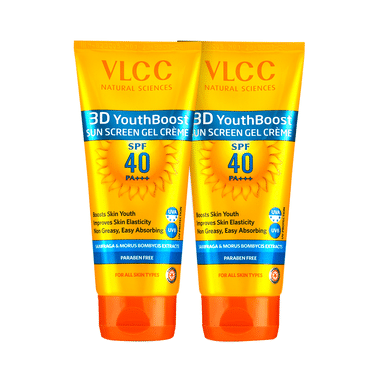VLCC 3D Youth Boost Sun Screen Gel Cream (100gm Each) SPF 40 PA+++