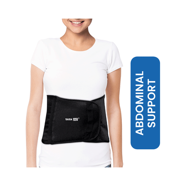 Tata 1mg Abdominal Belt Black, Abdominal Support For Post Delivery, Slimming Waist, And Lower Back Pain Medium