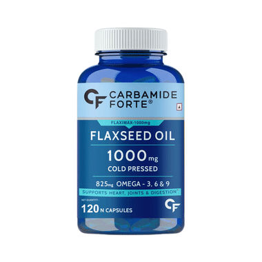 Carbamide Forte Cold Pressed Flaxseed Oil 1000mg | With Omega 3,6 & 9 | Softgel Capsule For Heart, Joints & Digestion