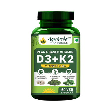 Agniveda Naturals Plant-Based D3+K2 Veg Capsules