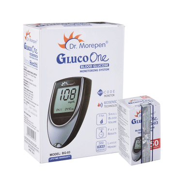 Dr Morepen Combo Pack of Gluco One BG 03 Blood Glucose Monitoring System with Gluco One BG 03 Blood Glucose 50 Test Strip