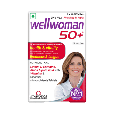 Wellwoman 50+ Multivitamins Health Supplement for Women | Reduces Tiredness & Fatigue | Gluten free Tablet
