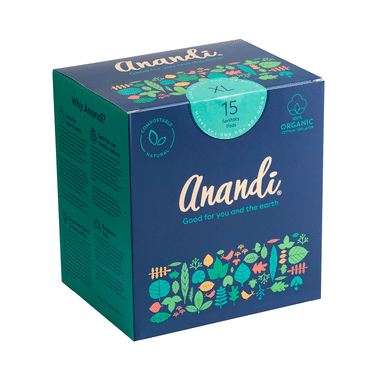 Anandi 100% Organic Cotton Sanitary Pads For Women With Disposal Pouch XL