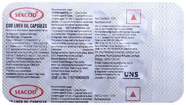 Seacod Cod Liver Oil Capsule | Omega-3, Vitamins D & A | Immune & Heart Health