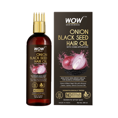 WOW Skin Science Onion Black Seed Hair Oil | For Hair Growth With Comb Applicator