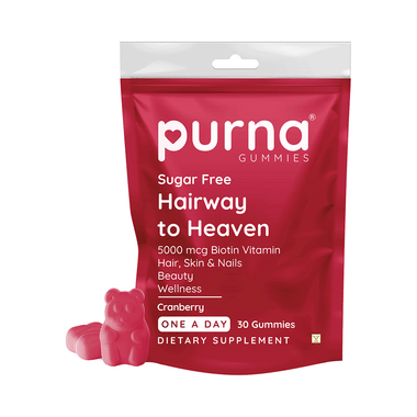 Purna Biotin Cranberry Sugar Free Gummies For Healthy Hair & Nails