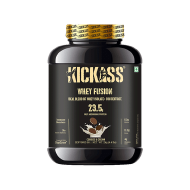 Kickass Whey Fusion Ideal Blend Of Whey Isolate + Concentrate Powder Cookies & Cream