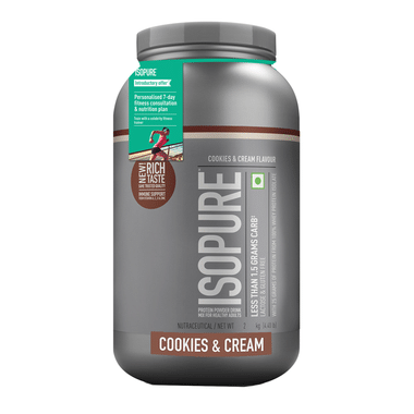 Isopure Whey Protein With Less Than 1.5gm Carbs | For Fitness, Immunity & Skin | Flavour Powder Cookie And Cream