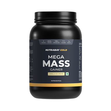 Nutrabay Gold Mega Mass Gainer Powder Vanilla Icecream