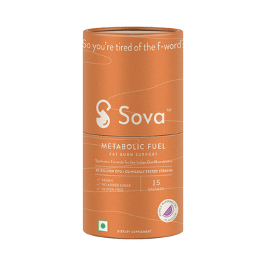 Sova Metabolic Fuel for Weight Loss Support | Increase Fat Burn Naturally for Men & Women | Prebiotics, Probiotics & L-Carnitine Sachet (2gm Each) Purple Watermelon