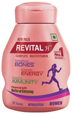 Revital H Woman Tablet with Multivitamins, Calcium, Zinc & Natural Ginseng | For Daily Immunity, Strong Bones & Energy