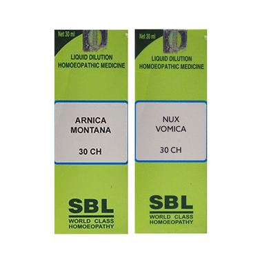 Combo Pack of SBL Nux Vomica Dilution 30 CH & SBL Arnica Montana Dilution 30 CH (30ml Each)