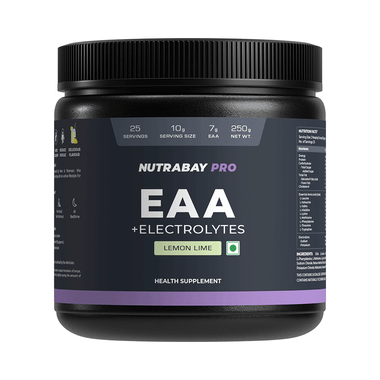 Nutrabay Pro EAA + Electrolytes | Powder For Muscle Recovery & Endurance | Flavour Lemon Lime