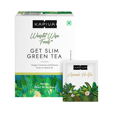 Kapiva Weights Wise Foods |With Ginger, Cinnamon and Garcinia for Weight Management | Get Slim Green Tea Sachets