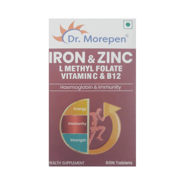 Dr. Morepen Iron & Zinc with Vitamin C & B12 | For Energy & Haemoglobin| Tablet
