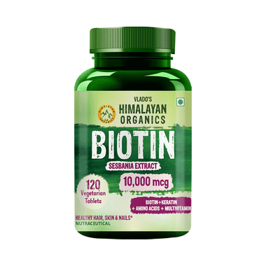 Vlado's Himalayan Organics Biotin 10000 Mcg Supplement With Keratin & Amino Acids Tablet