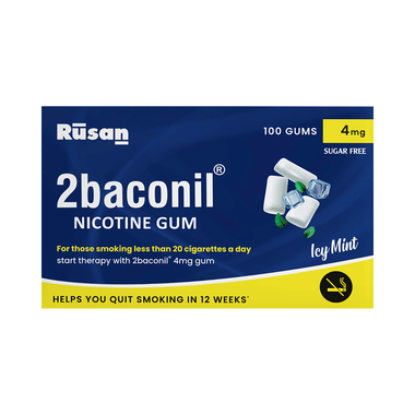 2baconil 4mg Nicotine Gums | Helps You Quit Smoking & Chewing Tobacco/Gutkha | Nicotine Replacement Therapy | Icy Mint Sugar Free