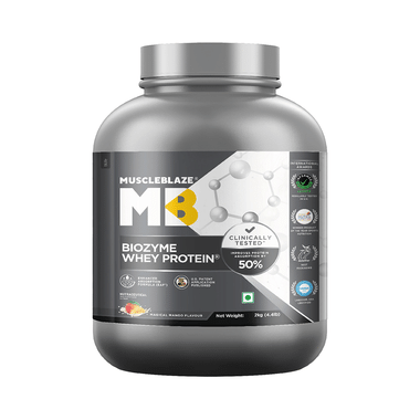 MuscleBlaze Flavour | Biozyme Whey Protein | Powder For Muscle Gain | Improves Protein Absorption By 50% Powder Magical Mango