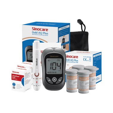 Sinocare Gold AQ Plus Blood Glucose Monitoring System With 100 Test Strips, Lancing Device & 100 Lancet