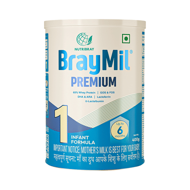 Braymil Premium 1 Infant Formula | 65% Whey Protein | GOS & FOS, DHA & ARA | Lactoferrin & α-Lactalbumin | For 0 to 6 Months baby
