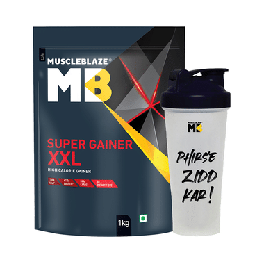 MuscleBlaze Super Gainer XXL For Muscle Growth | No Added Sugar | Powder With Shaker 650ml