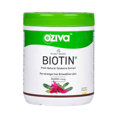 Oziva Plant Based Biotin 10000 mcg for Stronger Hair & Healthier Skin Lemon