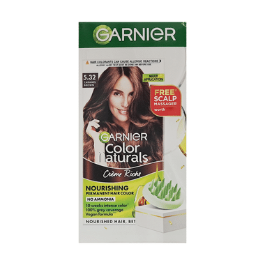 Garnier Color Naturals Creme Rich Hair Color Caramel Brown With Scalp Massager Free