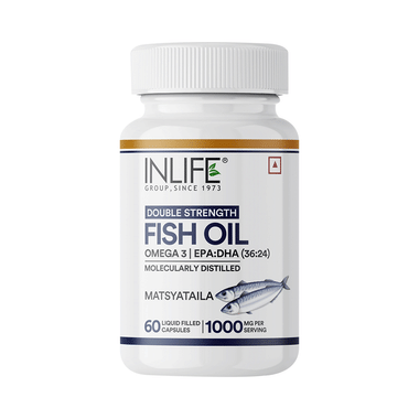 Inlife Fish Oil | Double Strength | Omega-3 1000mg | With EPA & DHA For Heart Health | Capsule