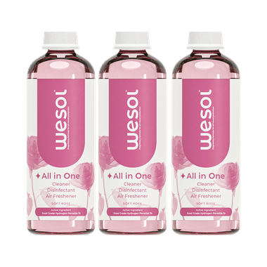 Wesol Food Grade Hydrogen Peroxide 1% All In One Multi Surface Cleaner Liquid, Disinfectant And Air Freshner (500ml Each) Soft Rose