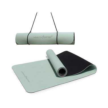 HealthSense YM 601 Yoga Mat with Carry Rope Tpe Sage & Black