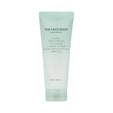 The Face Shop Tea Tree Pore Clarifying Gel Cleanser With IP- BHA, PHA & Hyaluronic Acid, Gel To Foam Face Wash For Acne & Sensitive Skin