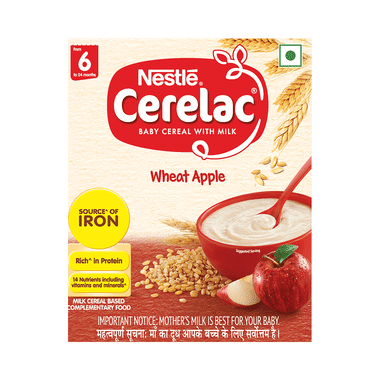Nestle Cerelac Baby Cereal With Milk & Iron (from 6 To 24 Months) | Wheat Apple