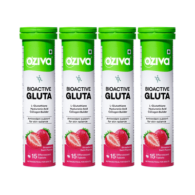 Oziva Bioactive Gluta Effervescent Tablets (15 Each) Strawberry Swirl