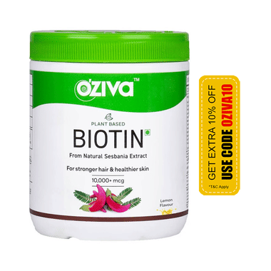 Oziva Plant Based Biotin 10000 mcg for Stronger Hair & Healthier Skin Lemon