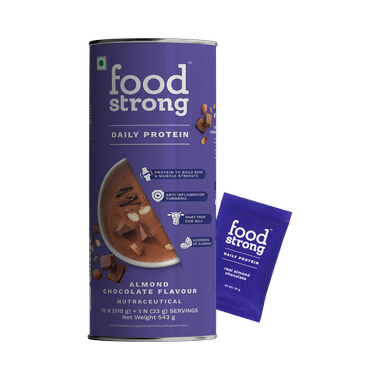 Foodstrong Daily Whey Protein | Sachet For Muscle Building & Immunity | Flavour Almond Chocolate