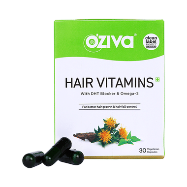 Oziva Hair Vitamins With DHT Blocker & Omega 3 | Vegetarian Capsule For Better Hair Growth & Hair Fall Control