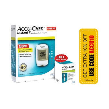 Accu-Chek Instant S Blood Glucometer With 10 Test Strips Free