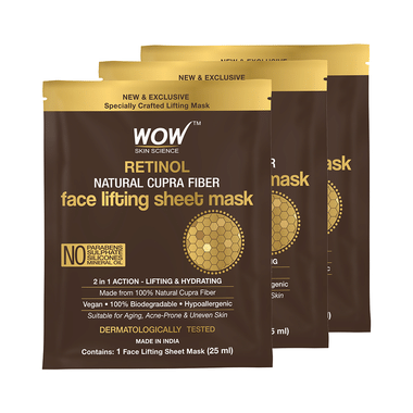 WOW Skin Science Retinol Natural Cupra Fiber Face Lifting Sheet Mask (25ml Each)