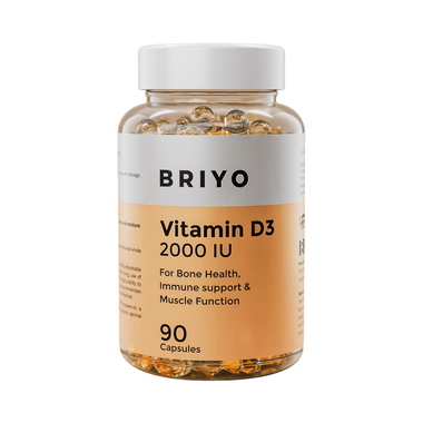 Briyo Vitamin D3 2000 IU Softgelatin Capsules | Supports Bone Health, Muscle Function, And Strengthens The Immune System