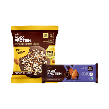 Combo Pack of RiteBite Max Protein Cookies Choco Almond Cookies (60 gm) & Max Protein Daily Choco Almond Bar (50 gm)