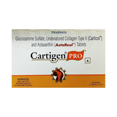 Cartigen Pro Tablet With Glucosamine, Collagen II & Astaxanthin | Bone, Joint & Muscle Care