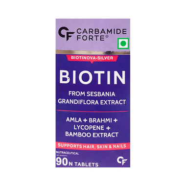 Carbamide Forte Biotin with Amla, Brahmi & Bamboo Extract | For Hair, Skin & Nails | Tablet