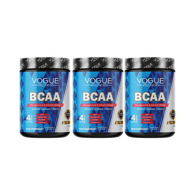 Vogue Wellness BCAA Supplement Boost Strength Stamina Energy Performance Muscle Recovery & Endurance Blue Raspberry