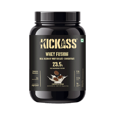 Kickass Whey Fusion Ideal Blend Of Whey Isolate + Concentrate Powder Cookies & Cream