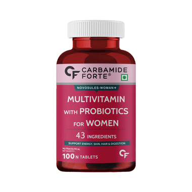 Carbamide Forte Women Multivitamins with Probiotics | For Energy, Skin, Hair, Digestion & Gut Health | Tablet
