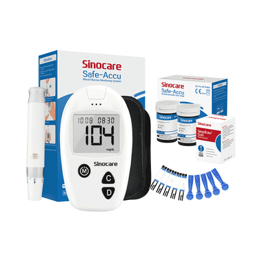 Sinocare Safe-Accu Blood Glucose Monitoring System with 50 Strips & 50 Lancets